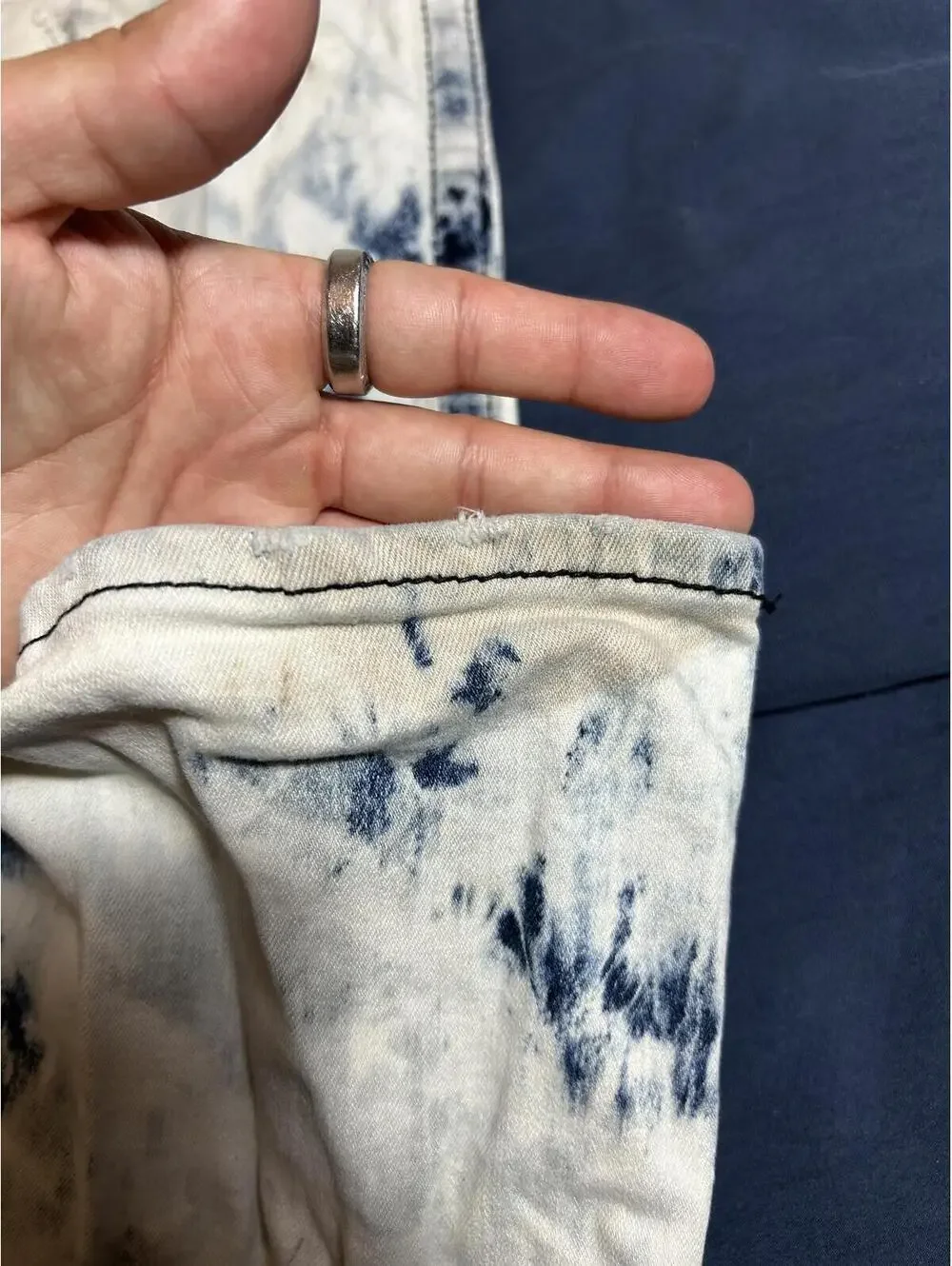 True Religion White and Blue Tie-Dye Straight Leg Jeans Size 40